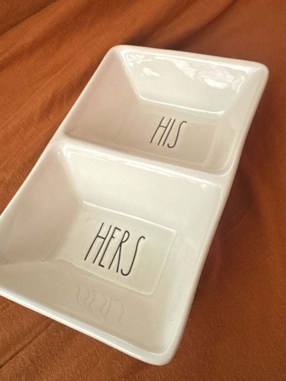 Rae Dunn Artisan Collection HIS HERS Rectangular Divided Dish